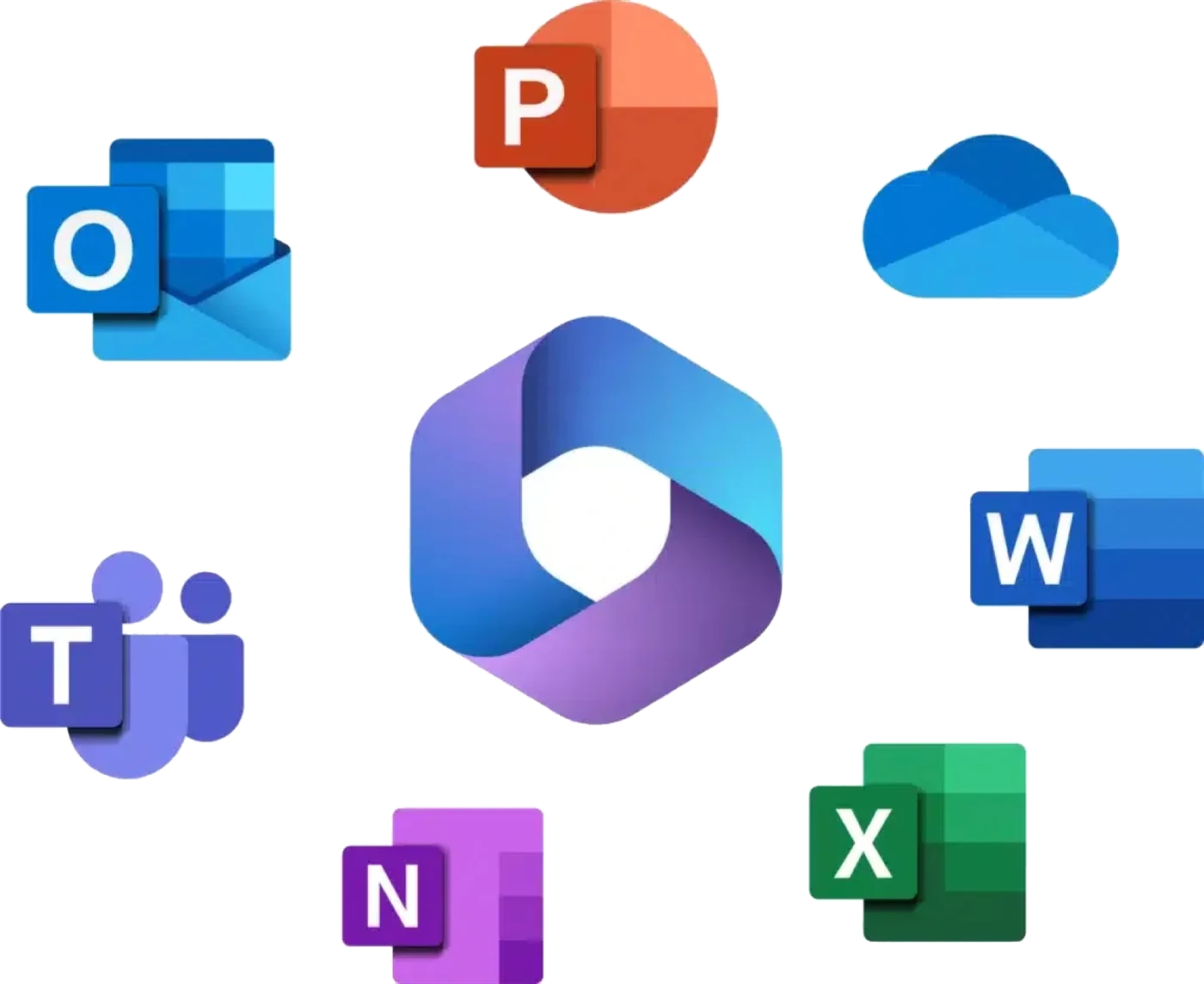 Logos des applications de la suite Microsoft 365